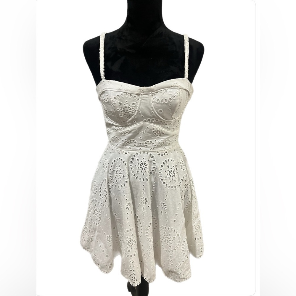 Zara White Eyelet Mini Dress- extra small